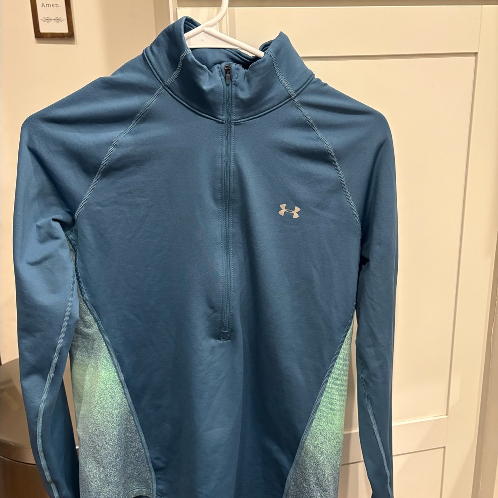 Under Armour Teal and Gray Quarter-Zip Top